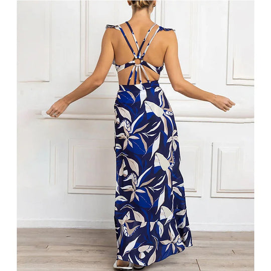 Damen Bikiniset mit elegantem Oberteil und fließendem Maxiröckchen EB