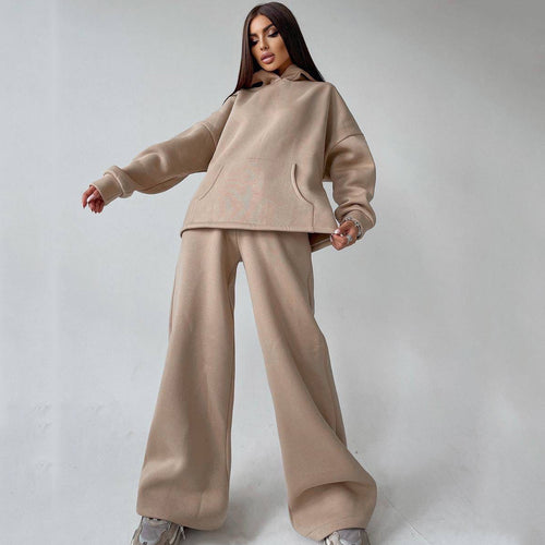 Damen nan weiches Oversize Hoodie mit weitem Schlag Jogginghose Set EB