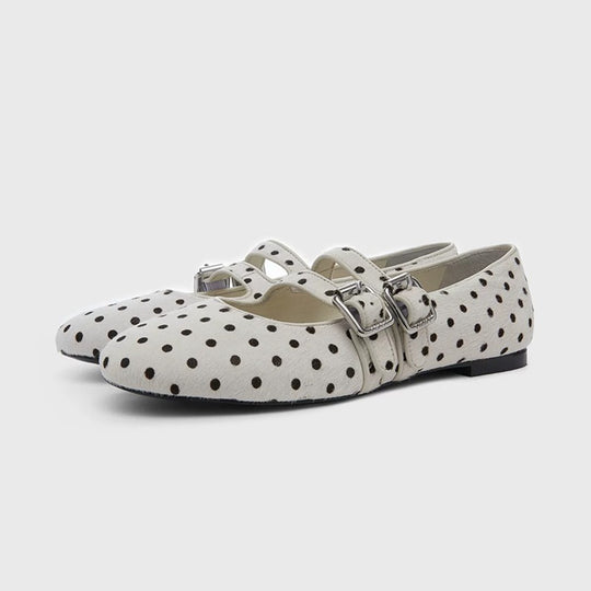 Damen Ballerinas mit modischem Punktedesign und verstellbaren Schnallen EB