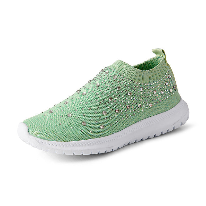 Damen modische Slip-On Sneakers mit Glitzerapplikationen EB