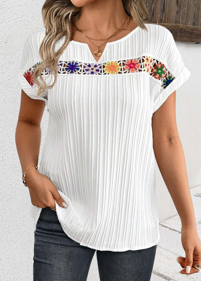 Damen Freizeit Oberteil mit buntem Stickdesign Heidi-Mode