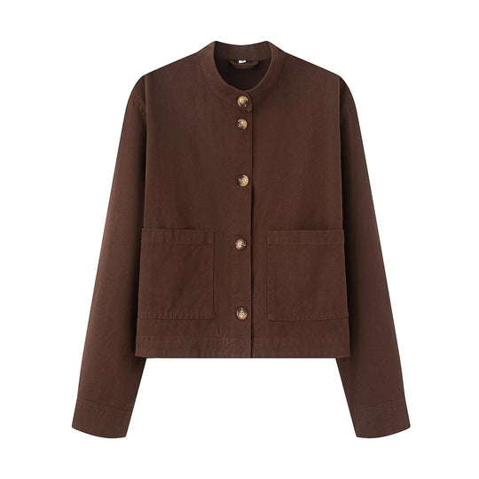 Damen Baumwolljacke mit Knopfleiste und praktischen Taschen EB