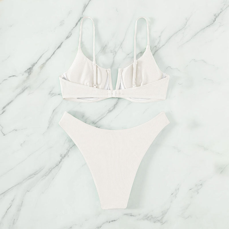 Damen Bikini-Set mit trendigem Farbblockdesign und verstellbaren Trägern EB