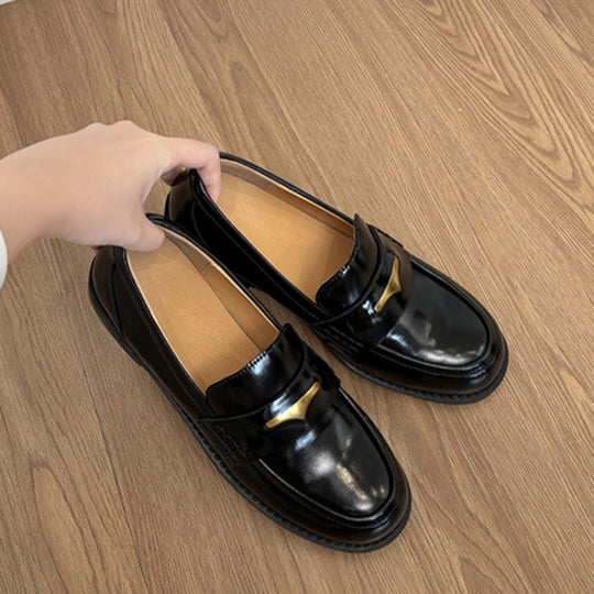 Damen elegante Mokassins mit goldener Schnalle EB