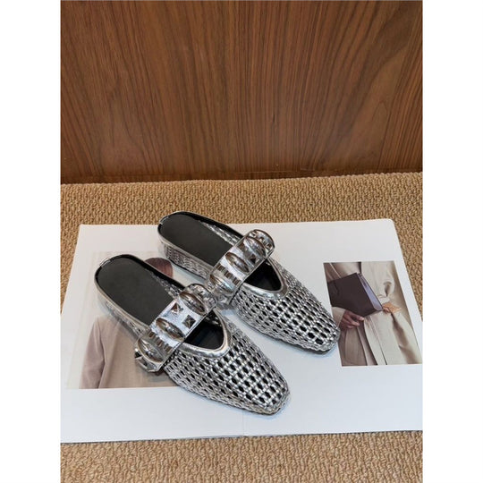 Damen trendige Mules mit modischem Netzdesign und stilvollem Riemen EB