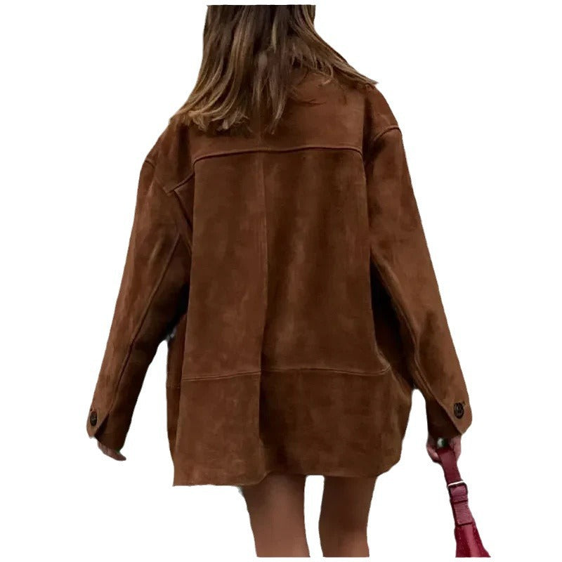 Damen modische Suede Jacke EB