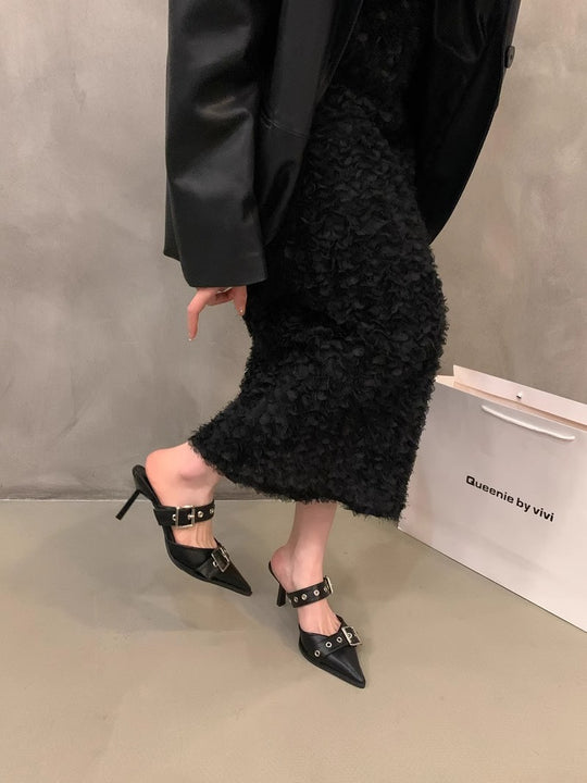 Damen elegante Slingback Pumps mit modischem Schnallen-Design EB