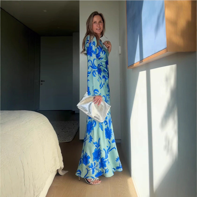 Damen Etuikleid mit asymmetrischem Schnitt und floralen Details EB