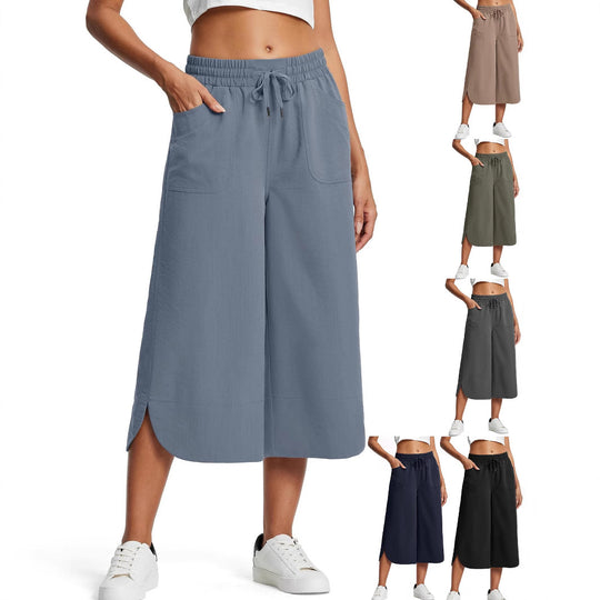 Damen bequeme Culotte mit elastischem Bund und praktischen Taschen EB