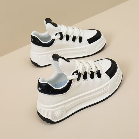 Damen modische Sneakers mit durchgehendem Plateau und elastischen Schnürsenkeln EB