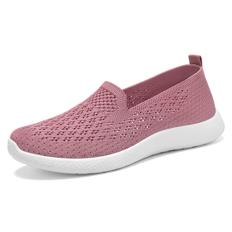 Damen atmungsaktive Slip-On Freizeitschuhe mit elastischem Strickoberteil EB
