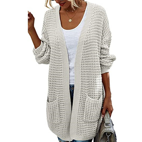 Damen Grob gestrickter Cardigan mit lässigem Schnitt und praktischen Taschen EB