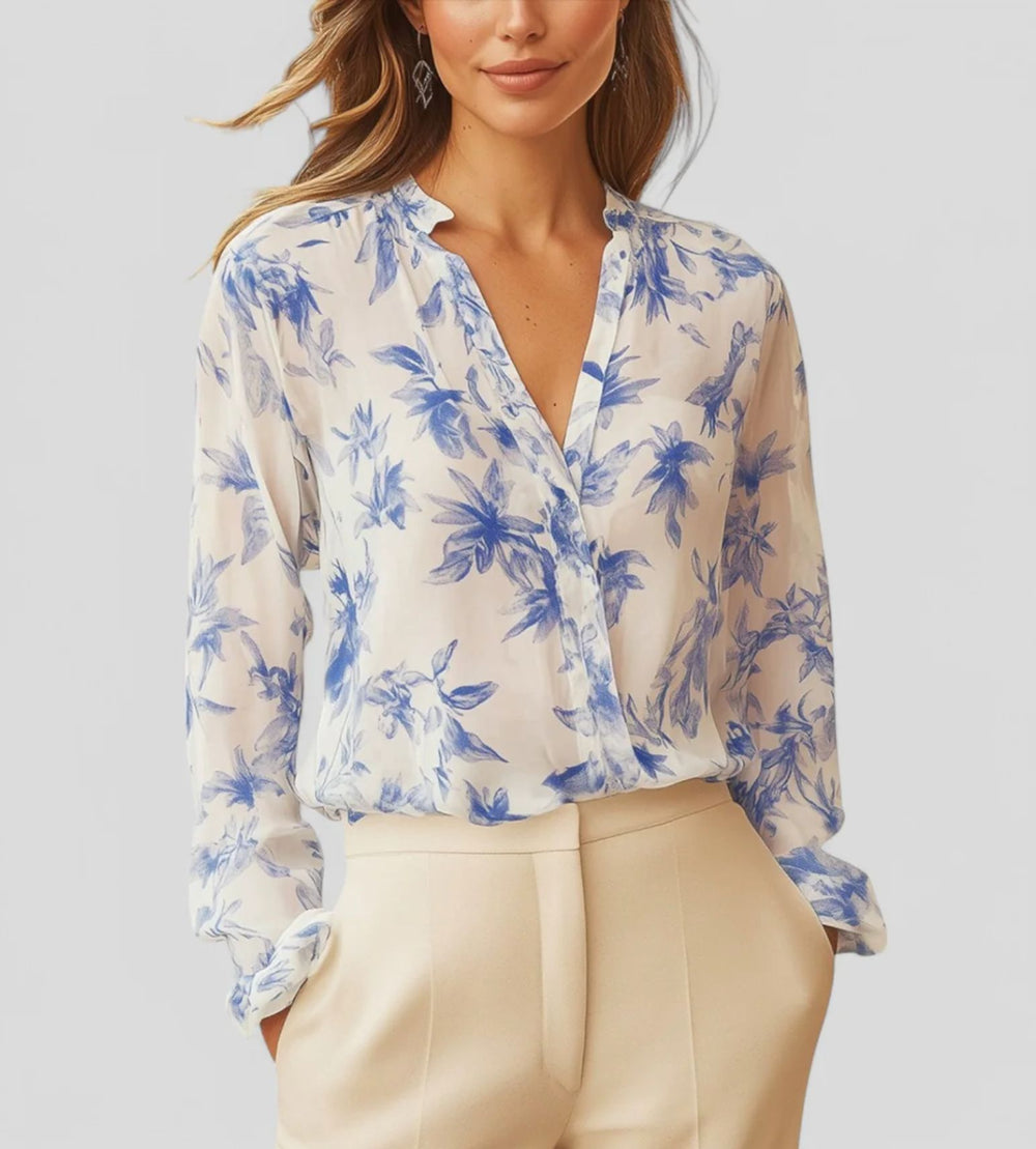 Damen Elegante und leichte Bluse mit floralem Design EB