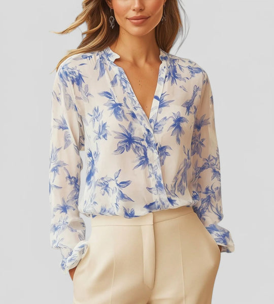 Damen Elegante und leichte Bluse mit floralem Design EB