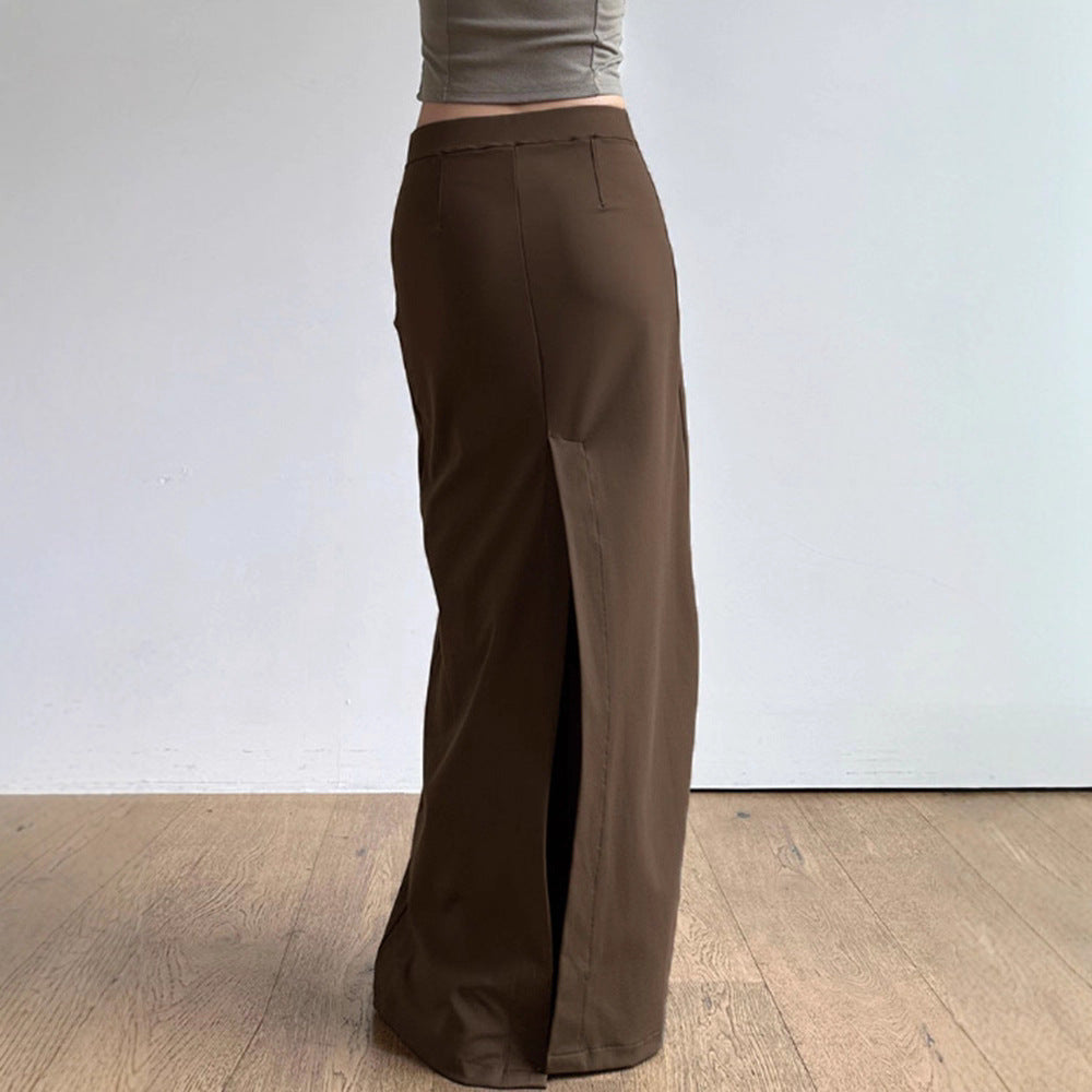Damen nan taillierter Maxirock mit hohem Bund, geradem Fall und seitlichem Schlitz EB