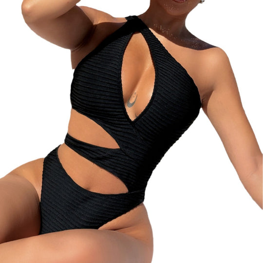 Damen Einseitiger Cut-Out Badeanzug mit hohem Beinausschnitt EB