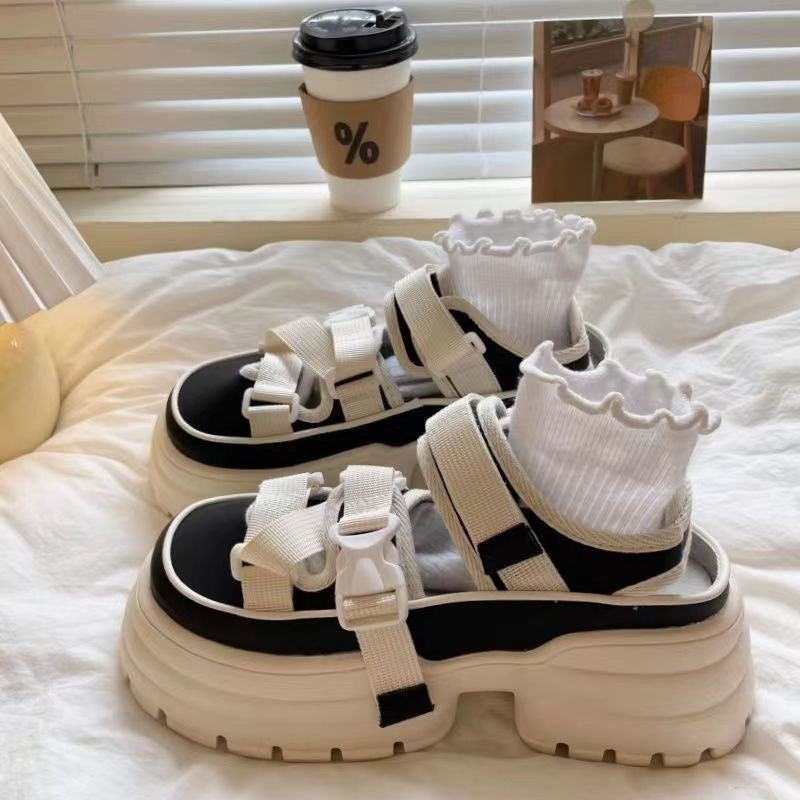 Damen Komfortable Chunky Sandalen mit verstellbaren Riemen und dämpfender Sohle EB