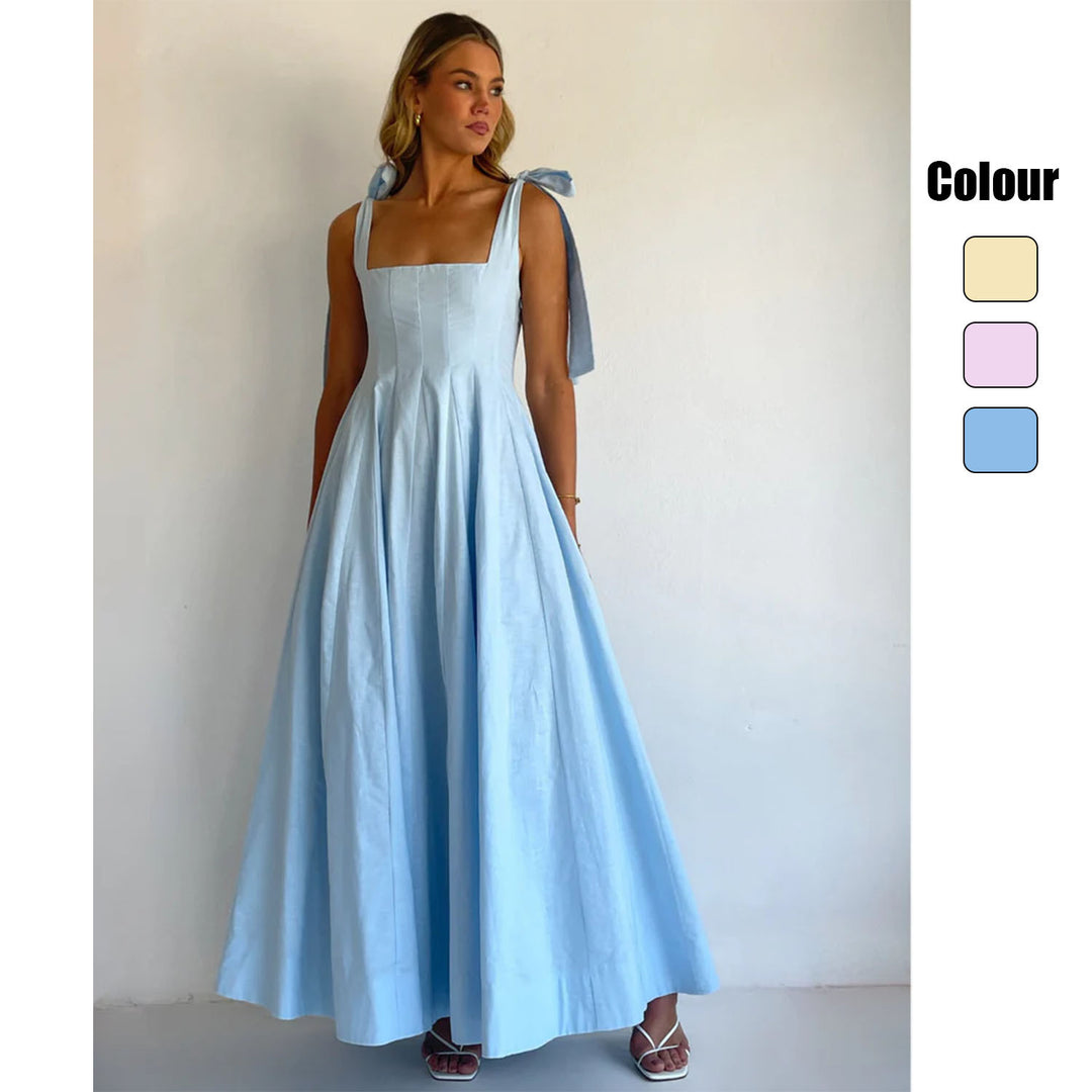 Damen Elegantes Maxikleid mit modernen Schulterbändern und fließendem Schnitt EB