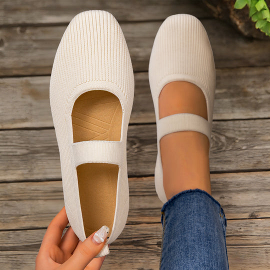 Damen Komfortable Slip-On Ballerinas mit elastischem Riemen EB