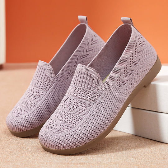 Damen Komfortable Strick-Slipper mit elastischem Einstieg und rutschfester Sohle EB