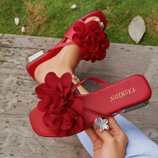 Damen elegante Sling-Sandalen mit floralen Akzenten und komfortablem Fußbett EB