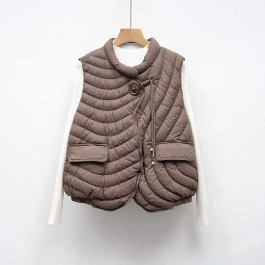 Damen gesteppte Weste mit innovativem Schnitt und funktionalen Taschen EB