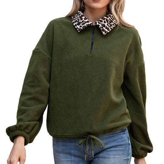 Damen Fleece-Pullover mit animalischem Kragen EB