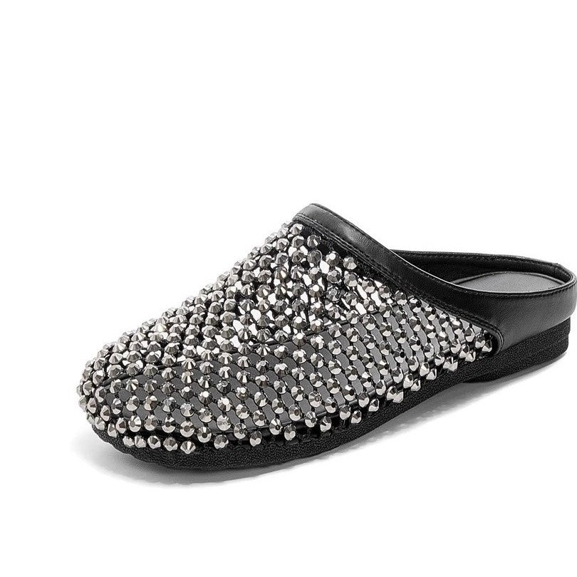 Damen modische Pantoletten mit eleganter Strassverzierung und bequemer Sohle EB