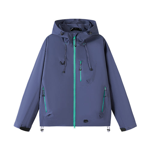 Herren technische Outdoor-Jacke mit verstellbarem Kapuzendesign und zahlreichen Reißverschlusstaschen EB