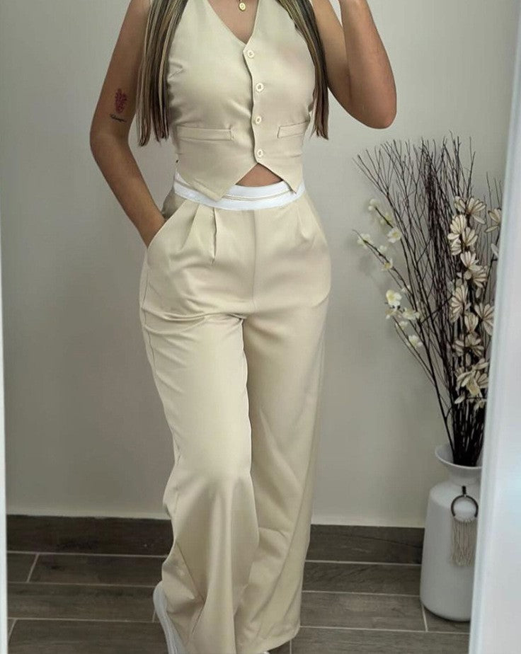 Damen Zweiteiliges Set mit tailliertem Blazer und schicker Hose EB