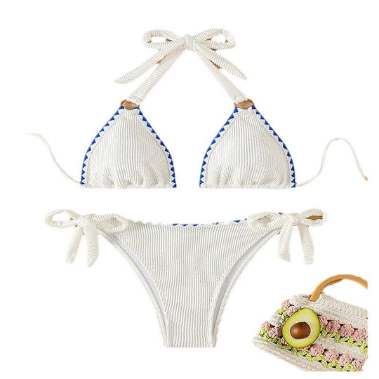 Damen Triangel-Bikini mit verspieltem Schnitt und Rüschendetails EB