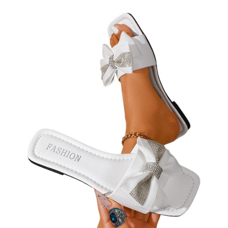 Damen Elegante Sandalen mit strassverziertem Schleifendetail EB