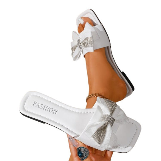 Damen Elegante Sandalen mit strassverziertem Schleifendetail EB