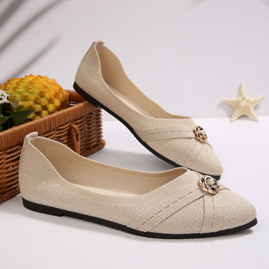 Damen Fashionable Ballerinas mit elegantem Blütenapplikation EB