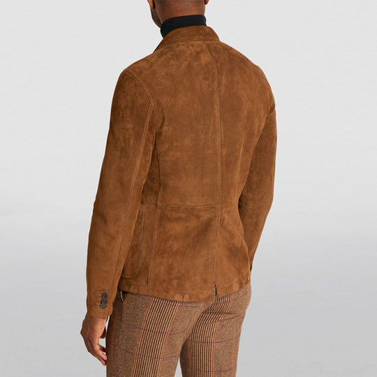Herren modischer Wildlederblazer mit praktischen Taschen und elegantem Schnitt EB