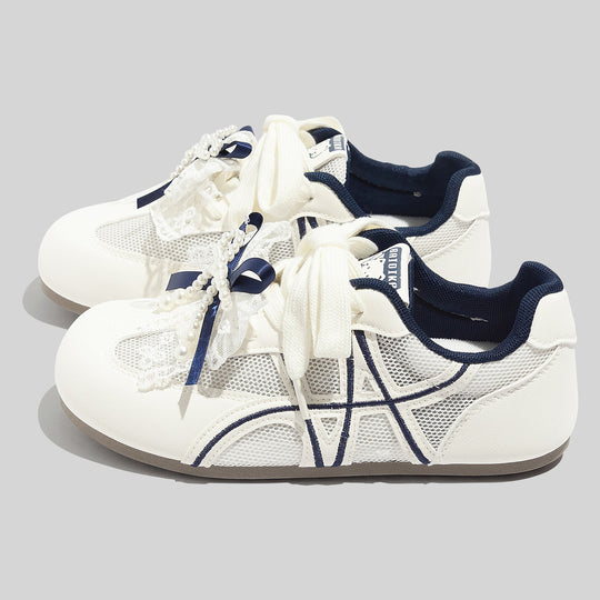 Damen Sportliche Sneaker mit eleganter Perlenapplikation und atmungsaktivem Mesh-Obermaterial EB