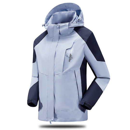 Herren Wind- und Wasserabweisende Trekkingjacke mit verstellbarer Kapuze und Brustreißverschluss EB