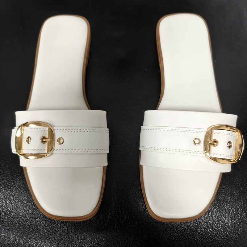 Damen Bequeme Slide-Sandalen mit modischem Schnallen-Design EB
