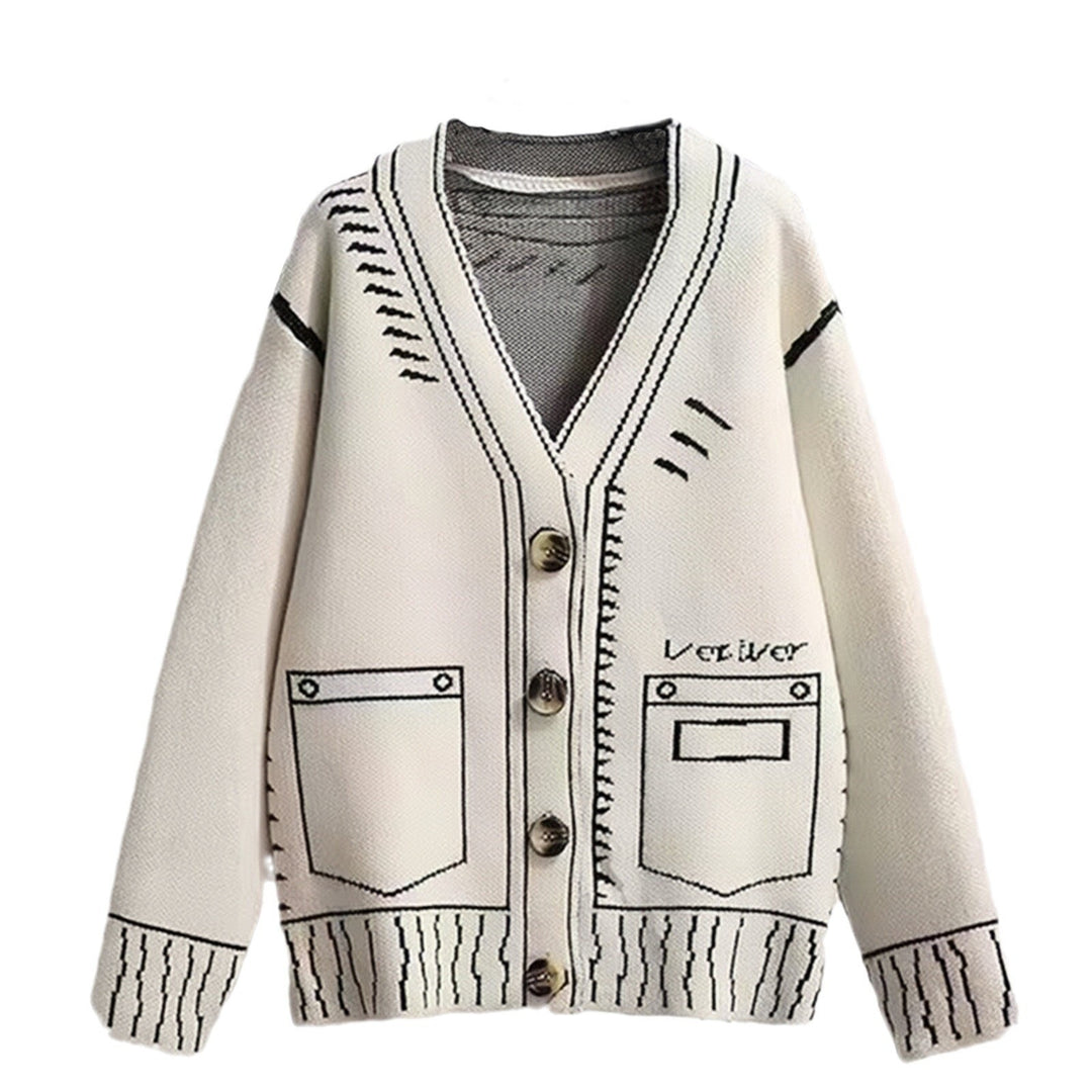 Damen Strickjacke mit kreativem Design und hochwertigen Knöpfen EB