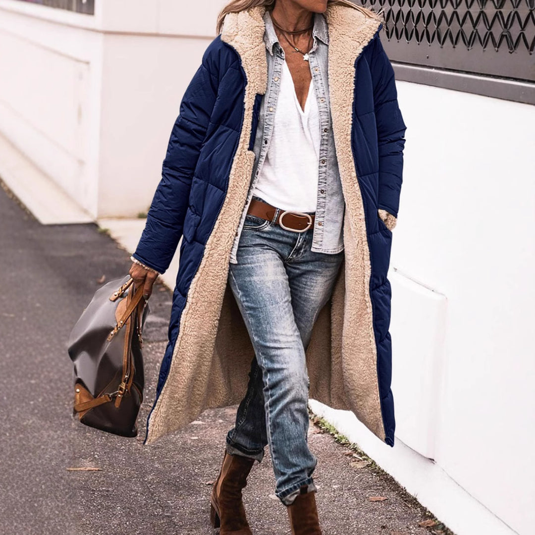 Damen gefütterte Langjacke mit Teddyfell-Innenfutter EB