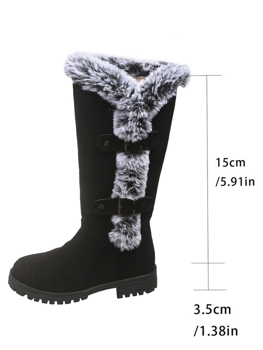 Damen Winterstiefel mit kuscheligem Kunstfellkragen und rutschfester Sohle EB