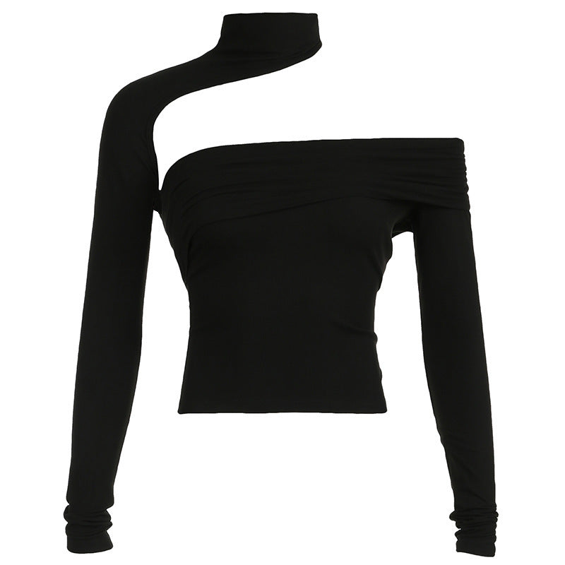 Damen modisches Oberteil mit asymmetrischem Schnitt und elegantem Rüschenbesatz EB