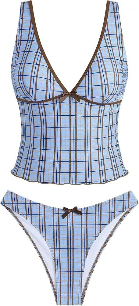 Damen Bikini-Set mit ausgestelltem Oberteil und verstellbaren Trägern EB