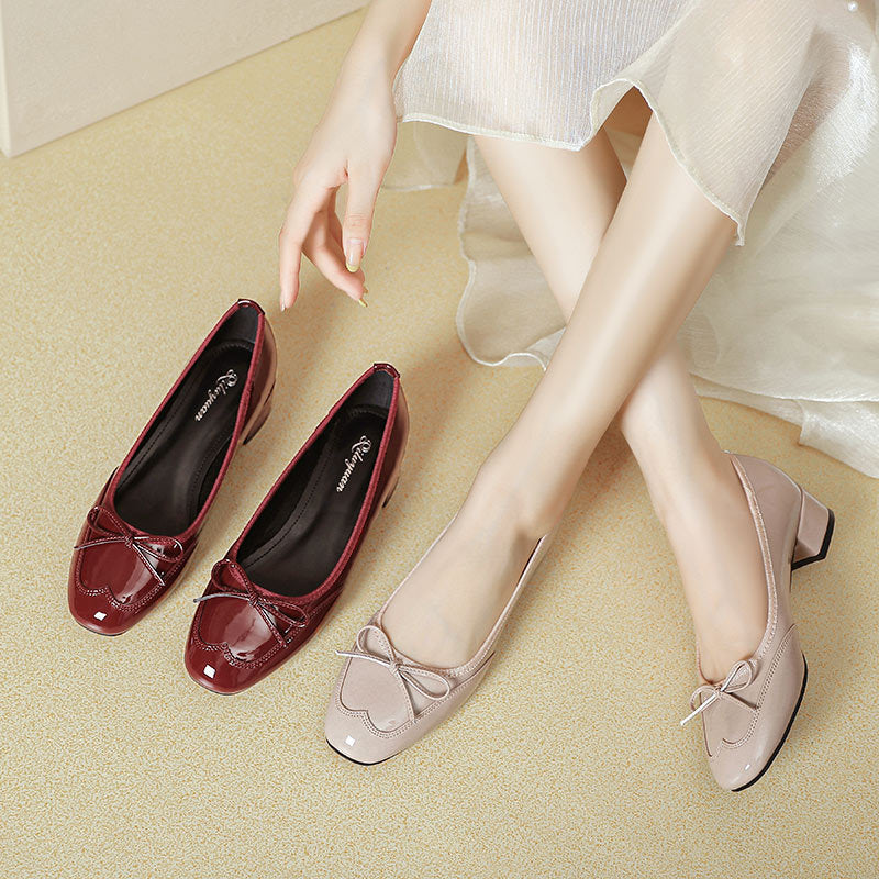 Damen elegante Ballerinas mit dekorativem Schleifendetail EB