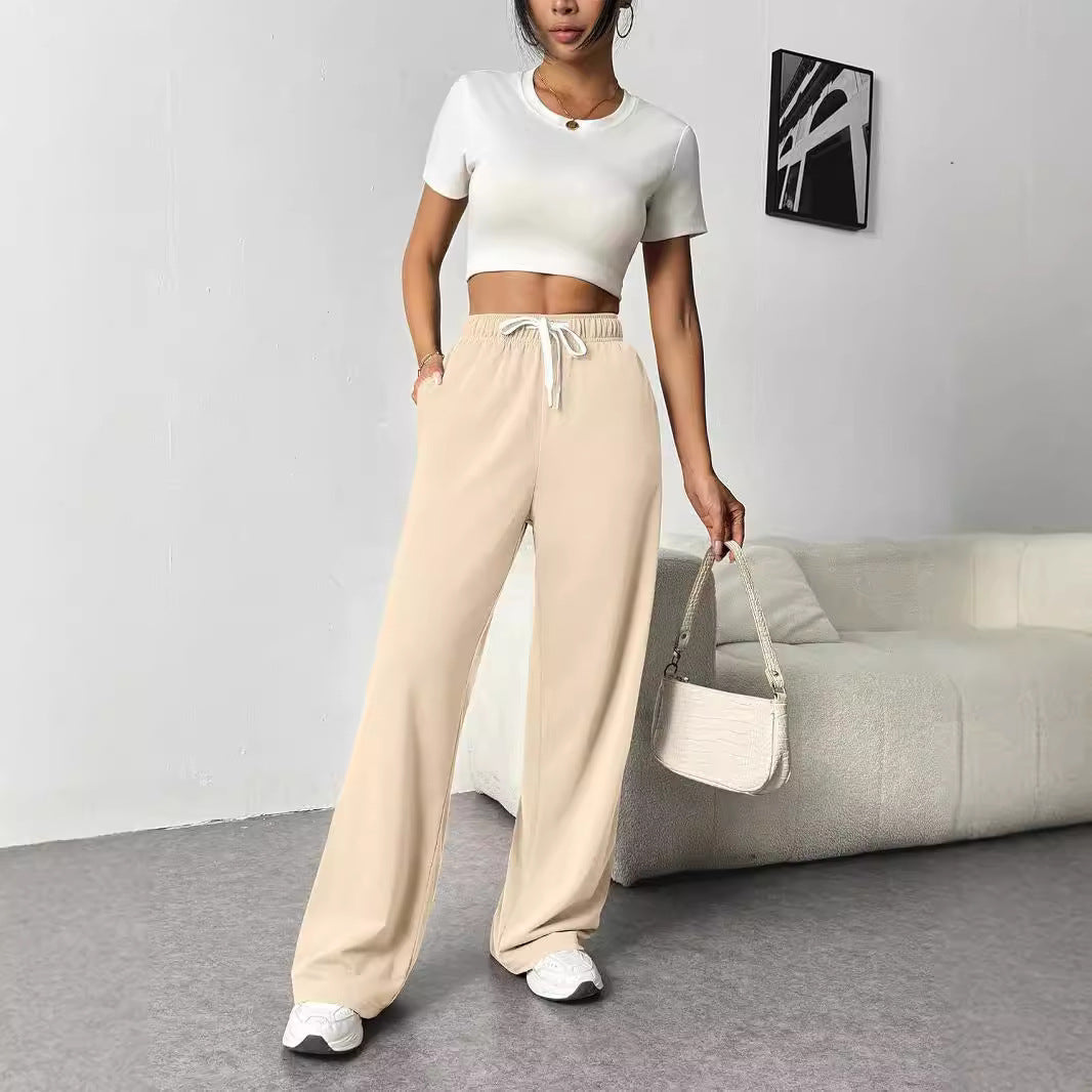 Damen Bequeme Freizeithose mit elastischem Bund und weitem Schnitt EB