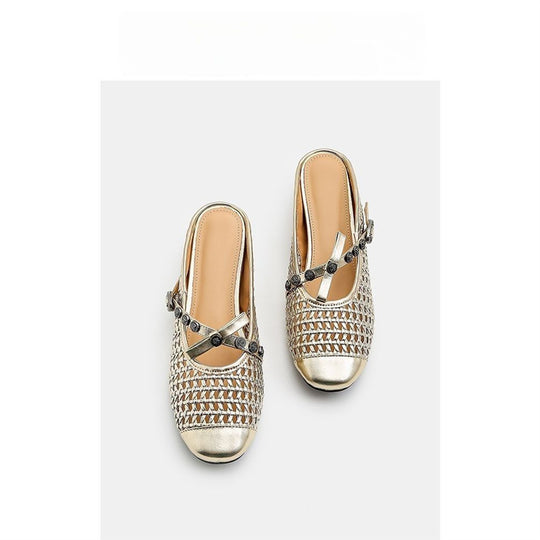 Damen elegante Ballerinas mit transparentem Netzdesign EB
