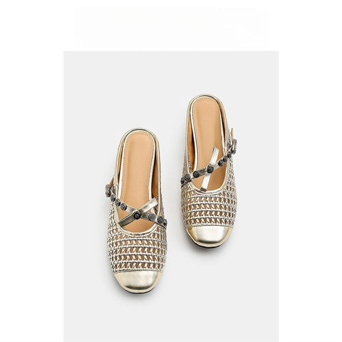 Damen elegante Ballerinas mit transparentem Netzdesign EB