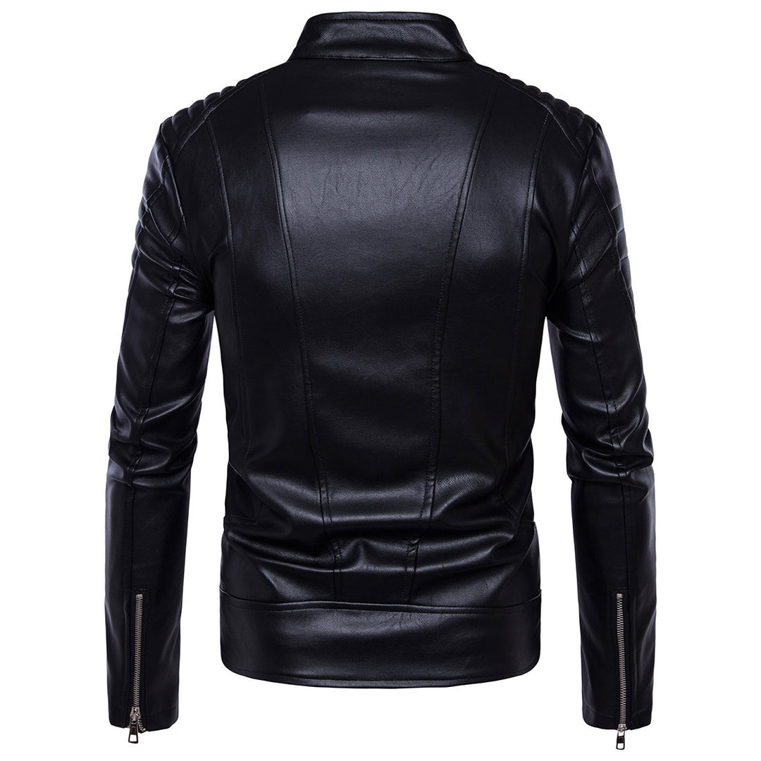 Herren Kunstleder Bikerjacke mit gesteppter Schulter EB
