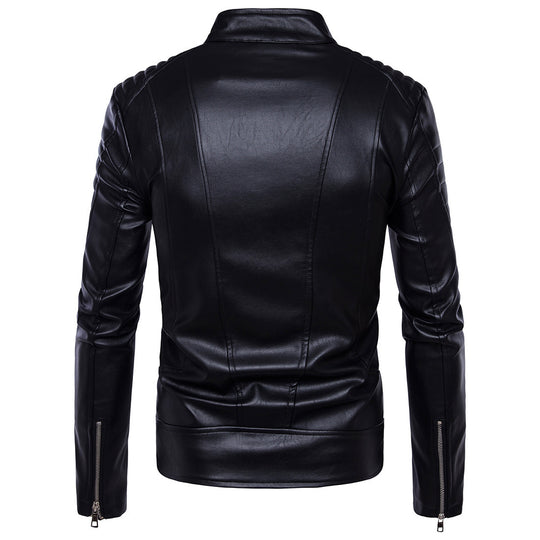 Herren Kunstleder Bikerjacke mit gesteppter Schulter EB