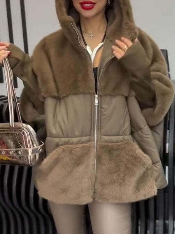 Damen Fleece-Wendejacke mit voluminösem Schnitt und hohem Kragen EB